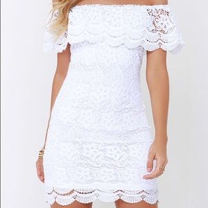Lulu’s White Off-the-Shoulder Bridal Dress